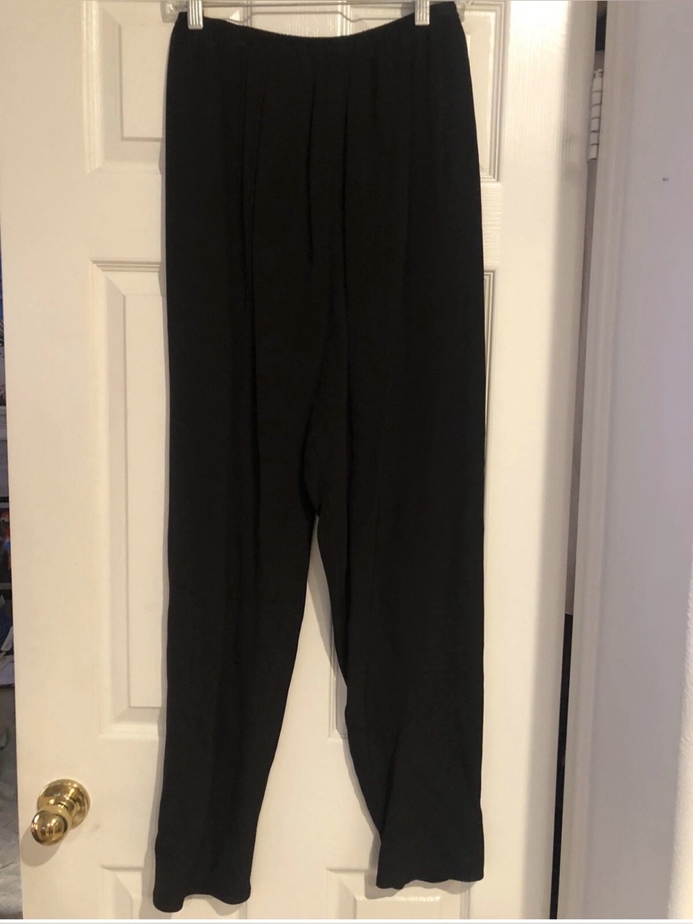 Kay Chapman Black 100% Silk Pull On Pants Art to Wear. Size Medium EUC